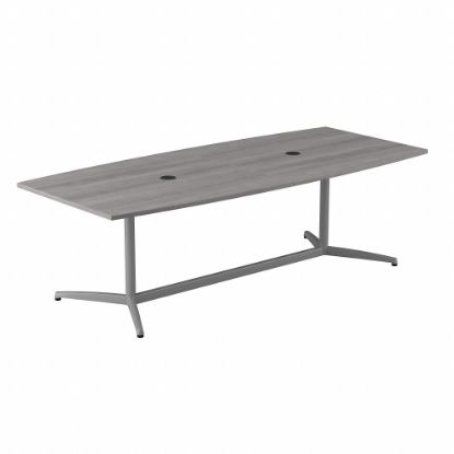 Picture of Bush Business Furniture 96inW x 42inD Boat-Shaped Conference Table With Metal Base, Platinum Gray, Standard Delivery