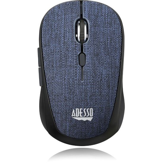 Picture of Adesso iMouse S80L - Wireless Fabric Optical Mini Mouse (Blue) - Optical - Wireless - Radio Frequency - 2.40 GHz - Blue - USB - 1600 dpi - Scroll Wheel - 6 Button(s) - Symmetrical