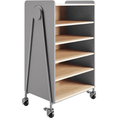 Picture of Safco Whiffle Double-Column 4-Shelf Rolling Storage Cart, 48inH x 30inW x 19-3/4inD, Gray