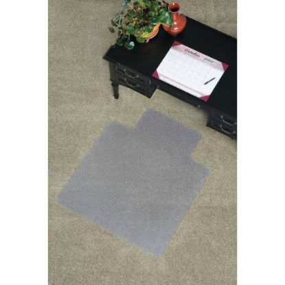 Picture of ES Robbins Everlife Chairmat with Lip - Carpeted Floor - 48in Length x 36in Width x 0.75in Thickness - Lip Size 10in Length x 20in Width - Vinyl - Clear