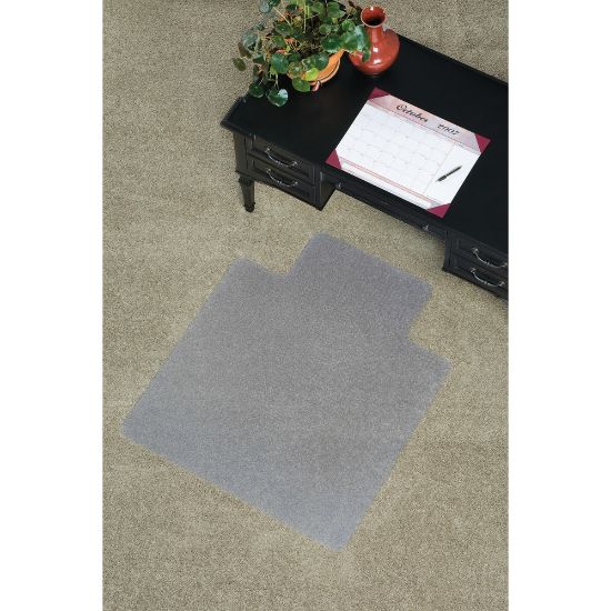 Picture of ES Robbins Everlife Chairmat with Lip - Carpeted Floor - 48in Length x 36in Width x 0.75in Thickness - Lip Size 10in Length x 20in Width - Vinyl - Clear