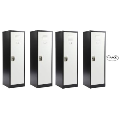 Picture of Alpine AdirOffice Kids' 1-Tier Steel Lockers, 48inH x 15inW x 15inD, Black/White, Pack Of 4 Lockers