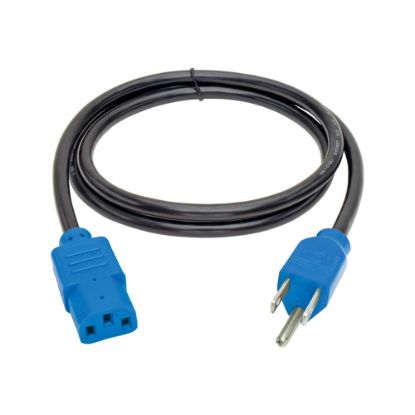 Picture of Tripp Lite 4ft Computer Power Cord Cable 5-15P to C13 Blue 10A 18AWG 4ft - Power cable - IEC 60320 C13 to NEMA 5-15 (M) - AC 110 V - 4 ft - blue