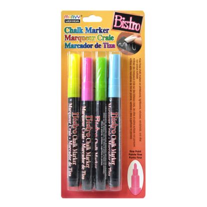 Picture of Marvy Uchida Bistro Chalk Markers, Fine Point, Fluorescent, Set Of 4 Markers