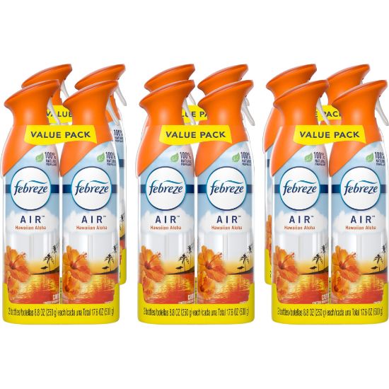 Picture of Febreze Hawaiian Air Spray Pack - Liquid - 8.8 fl oz (0.3 quart) - Hawaiian Aloha - 12 / Carton - Odor Neutralizer, VOC-free