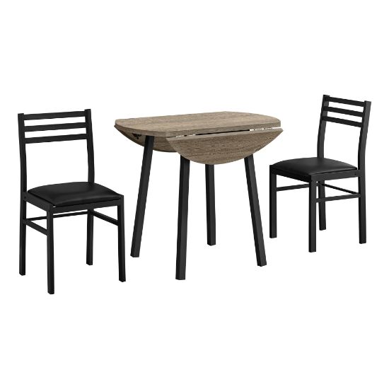 Picture of Monarch Specialties Amy Dining Set, 30inH x 35inW x 35inD, Dark Taupe/Black