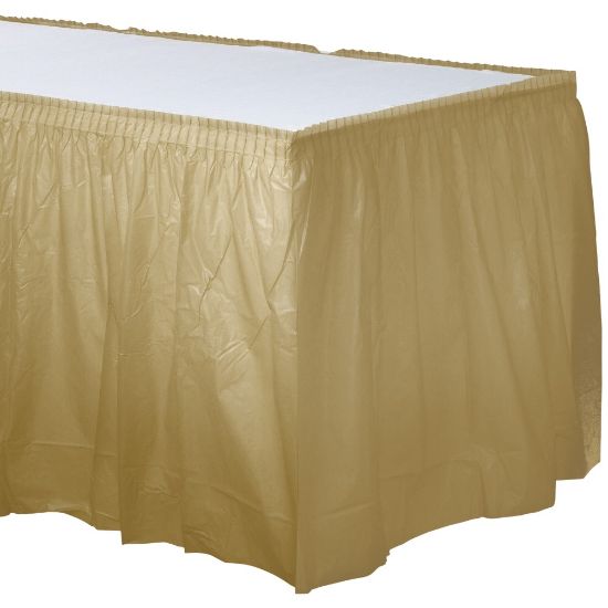 Picture of Amscan Plastic Table Skirts, Gold, 21' x 29in, Pack Of 2 Skirts