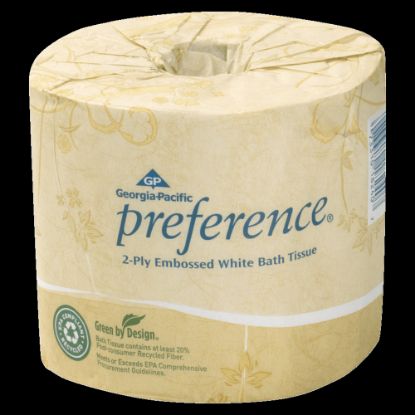 Picture of Pacific Blue Select Bathroom Tissue, 95% Recycled, White, 550 Sheets Per Roll, Carton Of 80 Rolls