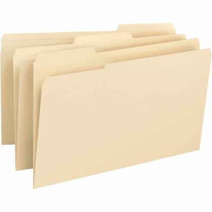 Picture of Business Source 1/3 Tab Cut Legal Top Tab File Folders - 8 1/2in x 14in - 3/4in Expansion - Assorted Tab Position - Manila - 50 / Box