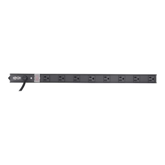 Picture of Tripp Lite 8 Outlet Power Strip 5-15R 15ft Cord Vertical 5-15P 24in Black - Power distribution strip - 15 A - AC 120 V - 1800 Watt - input: NEMA 5-15P - output connectors: 8 (NEMA 5-15) - 15 ft cord - black aluminum