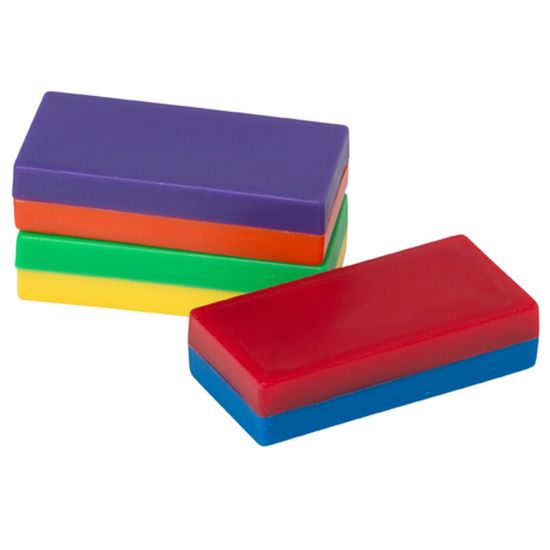 Picture of Dowling Magnets Hero Magnets: Big Block Magnets, 1/2inH x 1inW x 2inD, Multicolor, 12 Magnets Per Pack, Set Of 2 Packs