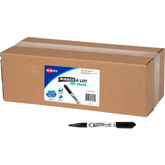 Picture of Avery Marks-A-Lot Value Pack Dry Erase Markers - Bullet Marker Point Style - Black - 200 / Carton