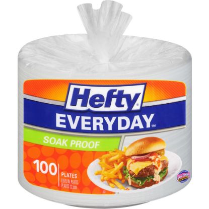 Picture of Hefty Everyday Soak Proof Disposable Foam Plates, 8 14/16in Diameter, White, Pack Of 100