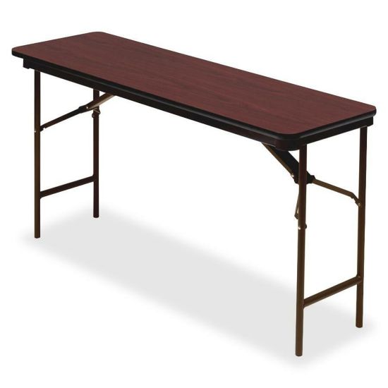 Picture of Iceberg Premium Wood Laminate Folding Table, Rectangular, 72inW x 18inD, Mahogany/Brown