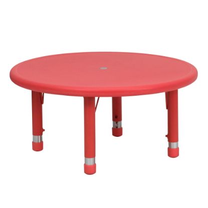 Picture of Flash Furniture 33inW Round Plastic Height-Adjustable Activity Table, Red