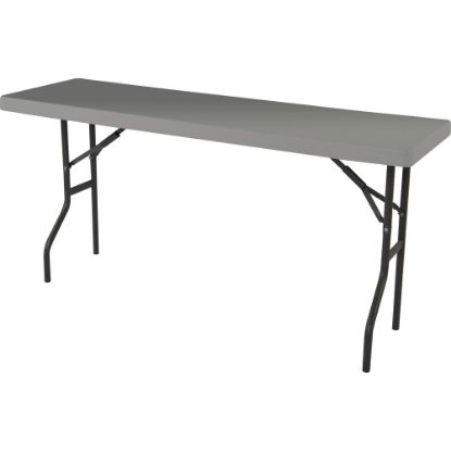 Picture of AbilityOne Blow-Molded Folding Table, 29inH x 18inW x 72inD, Charcoal Gray/Gray