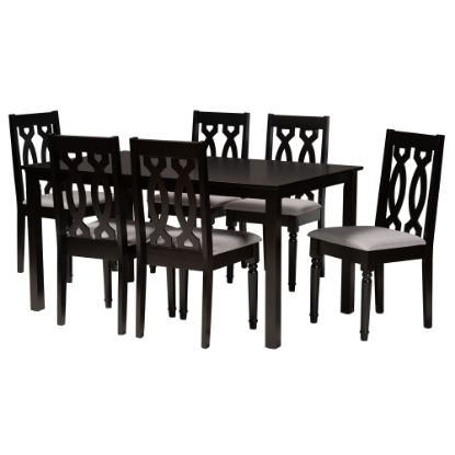 Picture of Baxton Studio Cherese 7-Piece Dining Set, Gray/Dark Brown