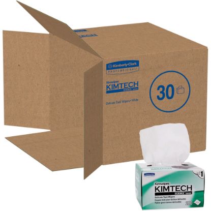 Picture of KIMTECH Kimwipes Delicate Task Wipers - 1 Ply - 4.40in x 8.40in - White - Virgin Fiber - Light Duty, Anti-static, Absorbent - For Hand - 280 Sheets Per Box - 30 / Carton