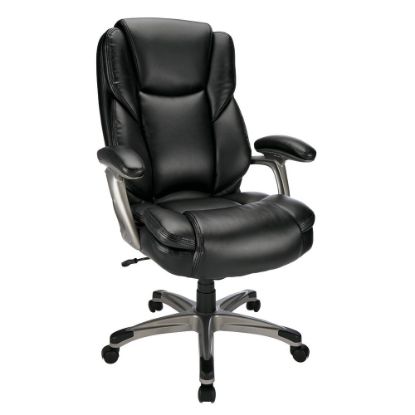 Picture of Realspace Cressfield Bonded Leather High-Back Executive Office Chair, Black/Silver, BIFMA Compliant