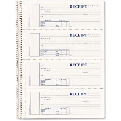 Picture of Rediform Wirebound Money Receipt Book, 3-Part, Carbonless, 2 3/4in x 7in, Set Of 120