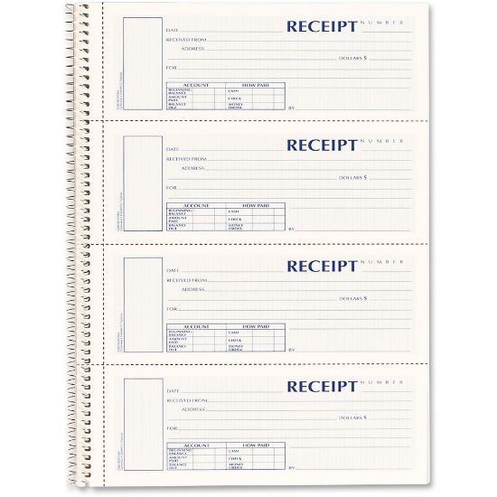 Picture of Rediform Wirebound Money Receipt Book, 3-Part, Carbonless, 2 3/4in x 7in, Set Of 120