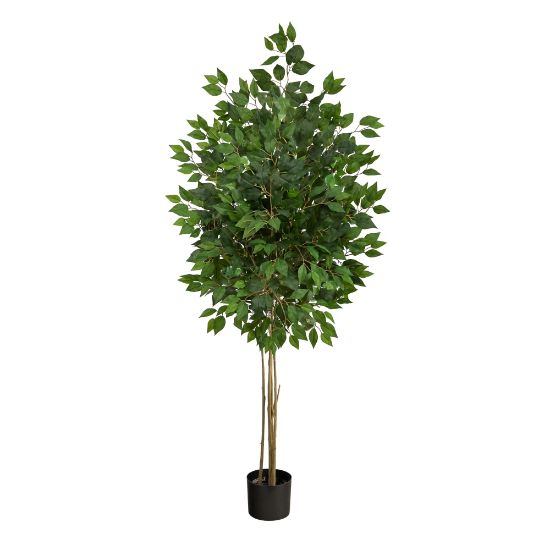 Picture of Nearly Natural Ficus 64inH Artificial Plant With Planter, 64inH x 20inW x 20inD, Green/Black