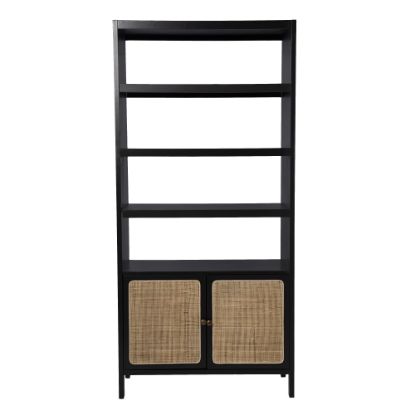 Picture of SEI Furniture Carondale 74inH 5-Shelf Bookcase/Storage-Shelf, Black/Gold/Natural