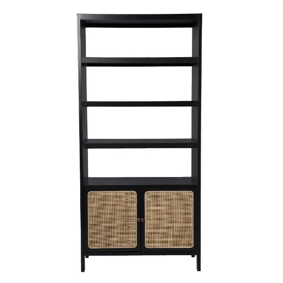 Picture of SEI Furniture Carondale 74inH 5-Shelf Bookcase/Storage-Shelf, Black/Gold/Natural