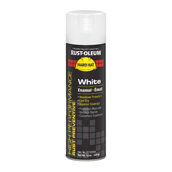 Picture of Rust-Oleum Hard Hat High Performance V2100 System Rust Preventive Enamel Spray Paint, 15 Oz, Gloss White, Case Of 6 Cans