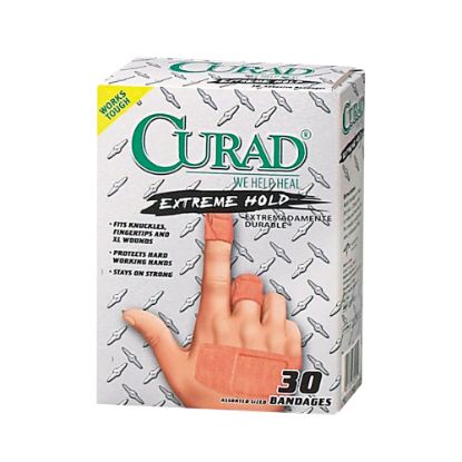 Picture of CURAD Extreme Hold Bandages, Assorted Sizes, Box Of 30