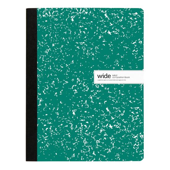 Picture of Office Depot Brand Composition Notebook, 9-3/4in x 7-1/2in, Wide Ruled, 100 Sheets, Green/White