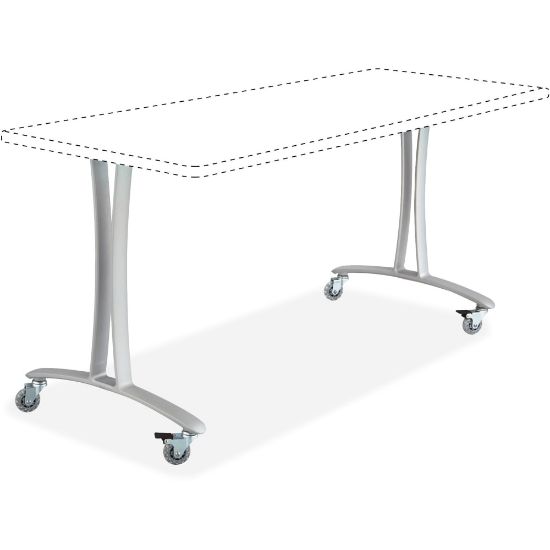 Picture of Safco Rumba Training Table T-leg Base with Casters - Metallic Gray T-shaped Base - 2 Legs - 25.25in Height x 5.25in Width