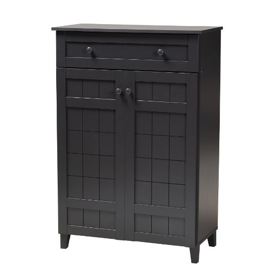 Picture of Baxton Studio Glidden 5-Shelf Shoe Storage Cabinet With Drawer, Dark Gray