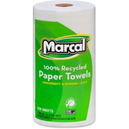 Picture of Marcal Premium Mega Roll 2-Ply Paper Towels, 100% Recycled, 210 Sheets Per Roll, Pack Of 12 Rolls