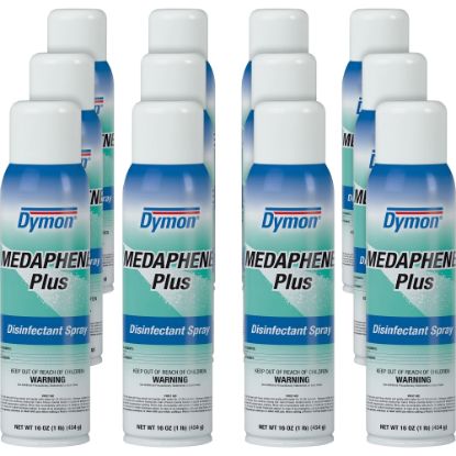 Picture of Dymon Medaphene Plus Disinfectant Spray - Aerosol - 16 fl oz (0.5 quart) - Pleasant Scent - 12 / Carton - Aqua