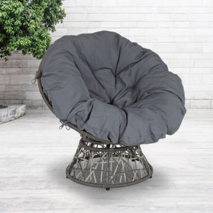 Picture of Flash Furniture Bowie Comfort Series Swivel Patio Chair With Cushion, Gray