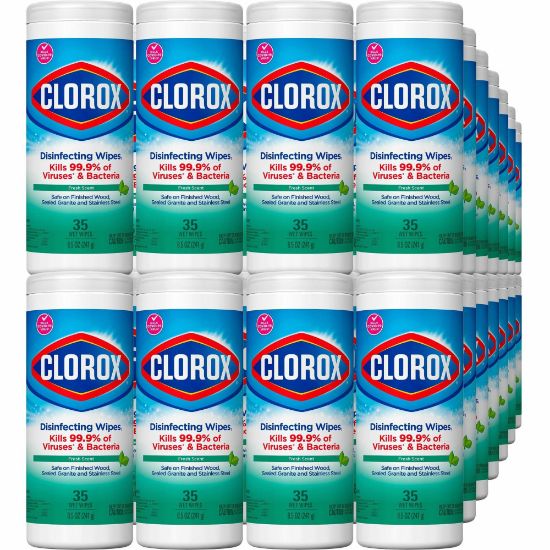 Picture of Clorox Disinfecting Cleaning Wipes - Ready-To-Use Wipe - Fresh Scent - 35 / Canister - 840 / Pallet - Green