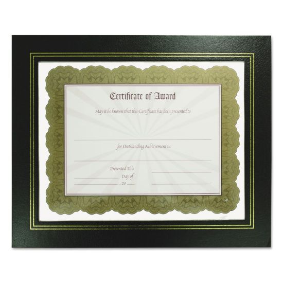 Picture of NuDell Flat Leatherette Document Frames - Holds 11in x 8.50in Insert - Desktop - Horizontal, Vertical - Easel Back, Hanger - 2 / Pack - Leather, Plastic - Black