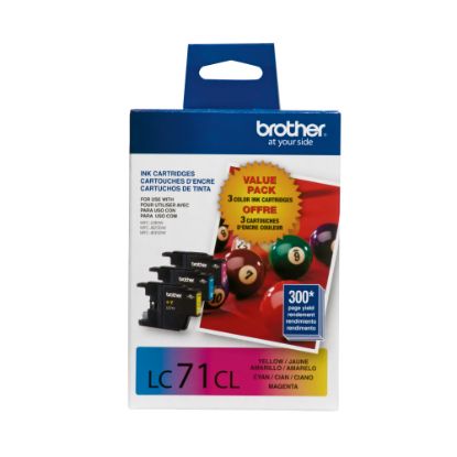 Picture of Brother LC71 Cyan, Magenta, Yellow Ink Cartridges, Pack Of 3, LC713PKS