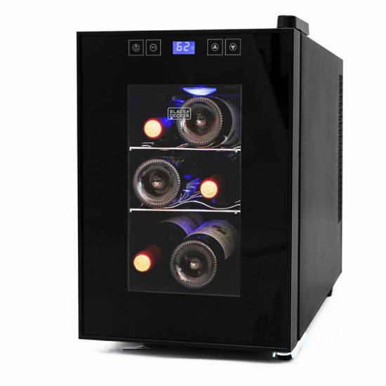 Picture of Black+Decker Thermoelectric Wine Cellar, 6-Bottle Capacity, Clear/Black