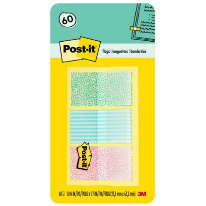 Picture of Post-it Pastel Color Flags - 60 x Assorted Pastel - 30 Sheets per Pad - Assorted Pastel - Self-adhesive, Sticky, Removable, Writable - 60 / Pack