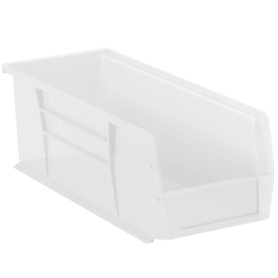 Picture of Partners Brand Plastic Stack & Hang Bin Boxes, Small Size, 14 3/4in x 5 1/2in x 5in, Clear, Pack Of 12