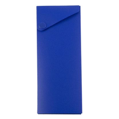 Picture of JAM Paper Plastic Slide Pencil Case, 7 3/4inH x 2 3/4inW x 1 1/8inD, Blue