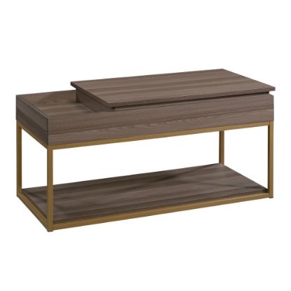 Picture of Sauder International Lux Lift-Top Coffee Table, Rectangular, Diamond Ash/Satin Gold