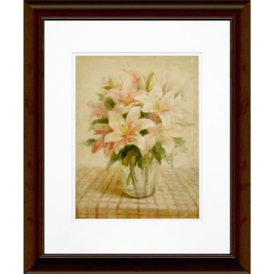 Picture of Timeless Frames Floral Katrina Brown Wall Artwork, 20in x 16in, Cottage Lilies In Pink