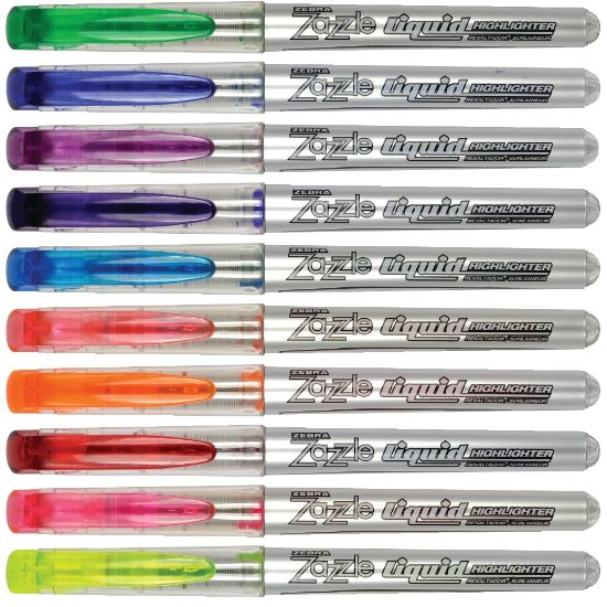 Picture of Zebra Pen Zazzle Brights All-Purpose Highlighters, Pack Of 10, Chisel Point, Assorted Colors