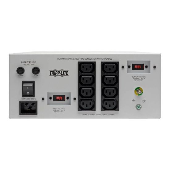 Picture of Tripp Lite Isolator Series Dual-Voltage 115/230V 1800W 60601-1 Medical-Grade Isolation Transformer, C20 Inlet, 8 C13 Outlets - Transformer - AC 115/230 V - 1800 Watt - 1800 VA - output connectors: 8 - white