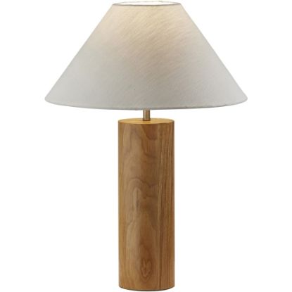 Picture of Adesso Martin Table Lamp, 25-1/2inH, White Shade/Natural Oak Base