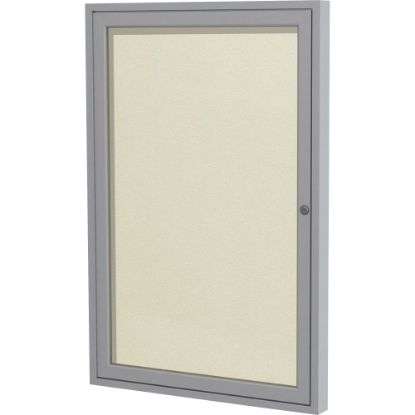 Picture of Ghent 1 Door Enclosed Vinyl Bulletin Board, Satin Aluminum Frame, 36inH x 24inW, Ivory