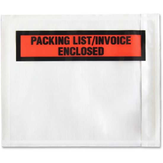 Picture of Sparco Pre-Labeled Waterproof Packing Envelopes - Packing List - 4 1/2in Width x 5 1/2in Length - Self-adhesive Seal - Low Density Polyethylene (LDPE) - 1000 / Box - White